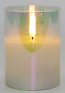 Светодиодная свеча в стакане с мерцающим светом,7,5х7,5х10см, 1шт.,перламутровый